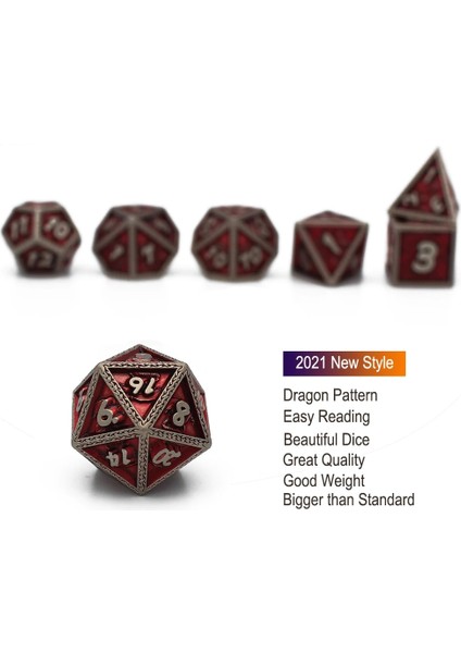 NO.347 Tarzı 2021 Yeni Stil Metal Zar Ejderha Desen D&d Zar Metal Dnd Zar Çokyüzlü Zar Seti Rol Yapma Oyunu Için Mtg Pathfinder (Yurt Dışından) modelleri