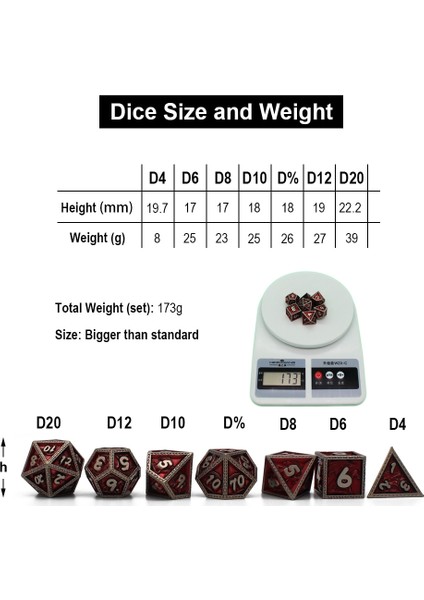 NO.347 Tarzı 2021 Yeni Stil Metal Zar Ejderha Desen D&d Zar Metal Dnd Zar Çokyüzlü Zar Seti Rol Yapma Oyunu Için Mtg Pathfinder (Yurt Dışından) fırsatları