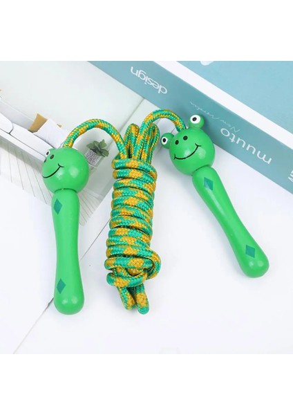 Yeşil Stil Çocuklar Atlama Ipleri Güzel Karikatür Ahşap Saplı Ip Atlama Ipi Örgülü Dolaşmayan Ip Fitness Spor Ip Atlama Ipleri (Yurt Dışından)