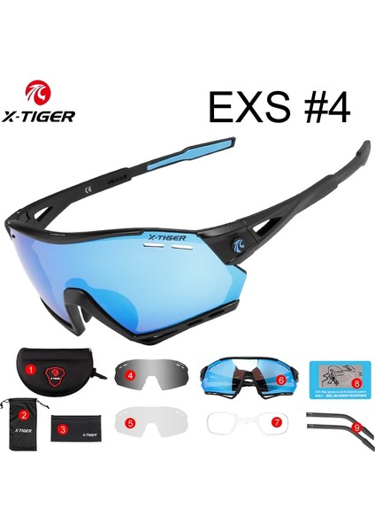 Renk EXS01-3 Stili Renk EXS04-3 X-Tiger Bisiklet Gözlükleri Polarize Spor Erkek Bisiklet Güneş Gözlüğü Dağ Bisikleti Gözlükleri Mtb Koruma Bisiklet Gözlüğü Gözlük (Yurt Dışından)