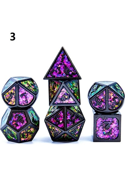 No.1 Tarzı Yeni Varış Et Dnd Zar Seti Dados Rpg Dobbelstenen Rol Çokyüzlü Zar Metal Zar D4 - D20 Senfoni Renkli Toz Zar (Yurt Dışından)