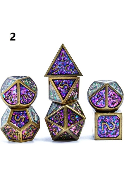 No.1 Tarzı Yeni Varış Et Dnd Zar Seti Dados Rpg Dobbelstenen Rol Çokyüzlü Zar Metal Zar D4 - D20 Senfoni Renkli Toz Zar (Yurt Dışından)