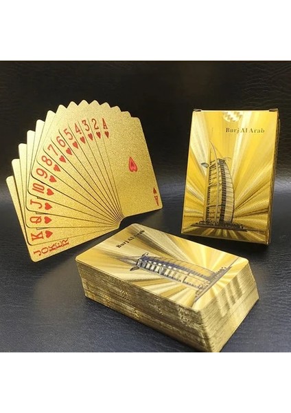 Burj Al Arab Style Yeni Renkli Altın Poker Dubai Manzara Altın Oyun Kartları Suya Dayanıklı Petpvc Plastik Poker Turizm Hatıra Eşyası (Yurt Dışından)
