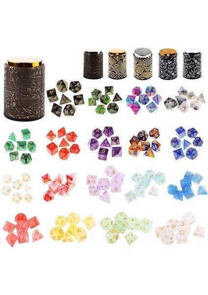 C-Yeşil Tarzı Olyhedral Zar For Dungeons And Dragons Dnd Dados Rpg Mtg Masa Oyunu D20 D12 D10 D8 D6 D4 Karışık Renkli Zar Seti ve Zar Kupası (Yurt Dışından)