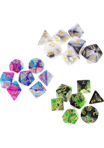 C-Yeşil Tarzı Olyhedral Zar For Dungeons And Dragons Dnd Dados Rpg Mtg Masa Oyunu D20 D12 D10 D8 D6 D4 Karışık Renkli Zar Seti ve Zar Kupası (Yurt Dışından)