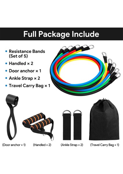 RB-11P-24Y Stili Tpe Lateks Direnç Bandrossfit Eğitim Egzersiz Yoga Tüpleri Çekme Halatı Kauçuk Genişletici Elastik Bantlar Çanta ile Fitness (Yurt Dışından)