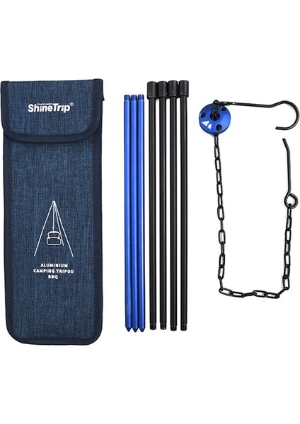 Mavi Stil Ortable Açık Kamp Tripod Katlanır Kamp Ateşi Tencere Izgara Tencere Asılı Kanca Raf (Yurt Dışından)