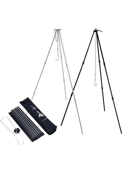 Mavi Stil Ortable Açık Kamp Tripod Katlanır Kamp Ateşi Tencere Izgara Tencere Asılı Kanca Raf (Yurt Dışından) modelleri