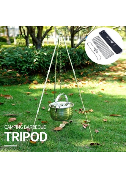 Mavi Stil Ortable Açık Kamp Tripod Katlanır Kamp Ateşi Tencere Izgara Tencere Asılı Kanca Raf (Yurt Dışından) indirimleri
