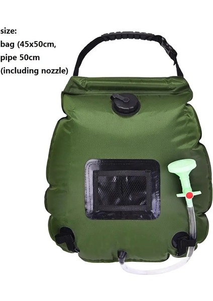 B Tipi Ordu Yeşili Stili 20L Güneş Isıtmalı Duş Banyo Çantaları Pvc Su Saklama Torbaları Açık Kampçılık Yürüyüş Kamp Taşınabilir Dış Mekan Elemanları (Yurt Dışından)