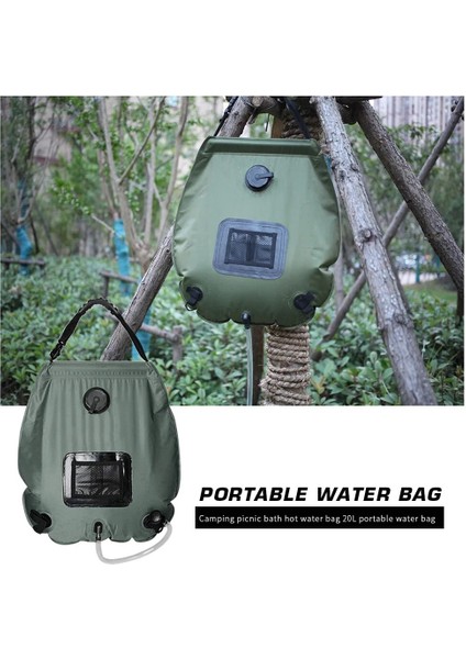 B Tipi Ordu Yeşili Stili 20L Güneş Isıtmalı Duş Banyo Çantaları Pvc Su Saklama Torbaları Açık Kampçılık Yürüyüş Kamp Taşınabilir Dış Mekan Elemanları (Yurt Dışından) fiyatları
