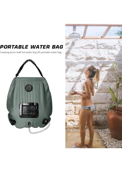 B Tipi Ordu Yeşili Stili 20L Güneş Isıtmalı Duş Banyo Çantaları Pvc Su Saklama Torbaları Açık Kampçılık Yürüyüş Kamp Taşınabilir Dış Mekan Elemanları (Yurt Dışından) modelleri