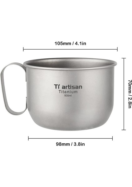 Gösteri Tarzı Olarak 500ML Kamp Kupa Titanyum Bardak Turist Sofra Gereçleri Açık Mutfak Ekipmanları Seyahat Pişirme Seti Tencere Yürüyüş (Yurt Dışından) modelleri