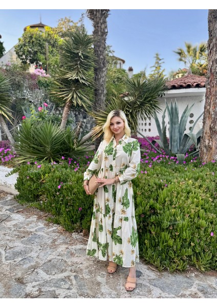 Çiçek Desenli Gömlek Elbise