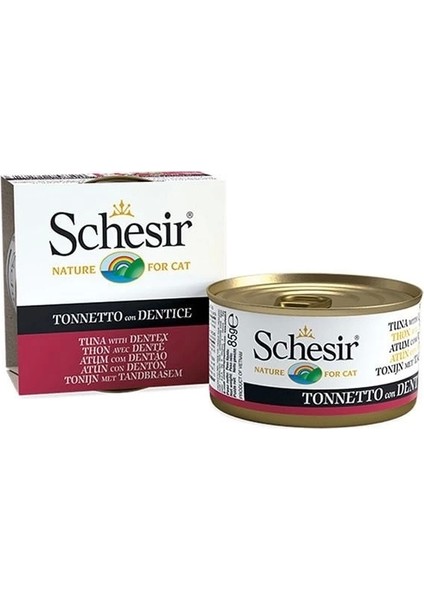 Schesir Ton Balıklı ve Sinarit Balıklı Jöleli Konserve Yetişkin Kedi Maması 85 gr