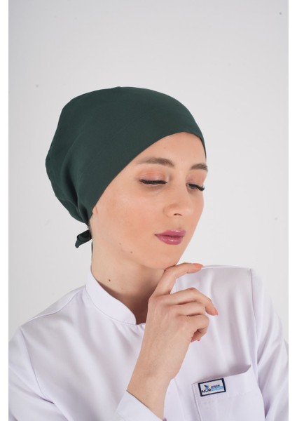 Tesettür Düz Ördekbaşı Yeşili Hemşire Doktor Hastane Ameliyat Cerrahi Tesettür Bonesi indirimleri