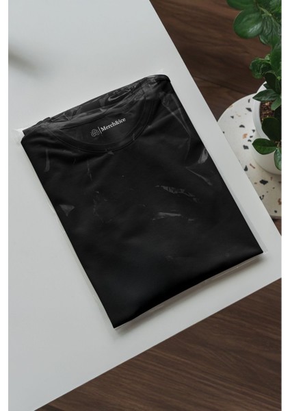Deniz Kulesi Baskılı Unisex Oversize T-Shirt Siyah