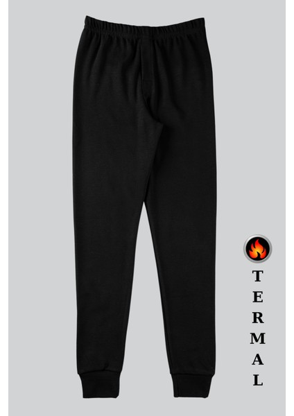 Siyah Erkek Çocuk Esnek Termal Kışlık Tayt Siyah