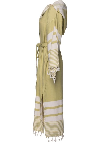 Tabiat Kimono Kapüşonlu Bornoz Yeşil