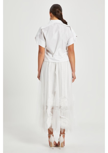 Kadın Tül Detaylı Uzun Etek – Astarı Elastan Karışımlı, Özel Tasarım indirimleri