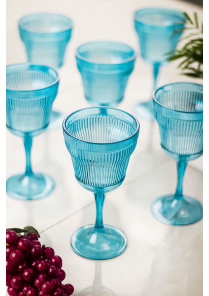 Akrilik Aqamarin 6'lı Kadeh & Su Meşrubat Kahve Yanı Bardağı 300 ml ( Cam Değildir )