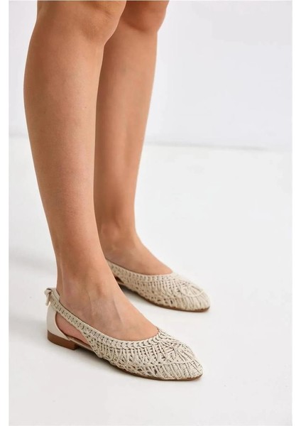 Sprs 02694 Günlük Kadın Hasırlı Babet Ayakkabı