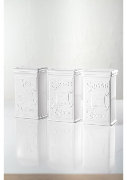 Akrilik Beyaz Şeker Kahve Çay Kavanozu 500 ml (Vakum Kapak )