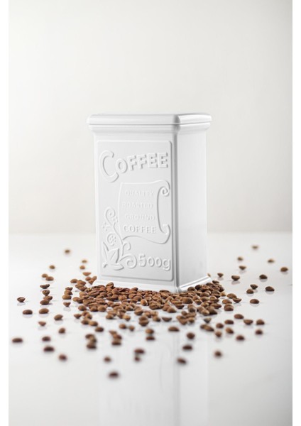 Akrilik Beyaz Şeker Kahve Çay Kavanozu 500 ml (Vakum Kapak )