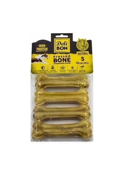 Delibon Deri Press Köpek Kemik Ödülü Small Naturel 12 cm 4 Adet