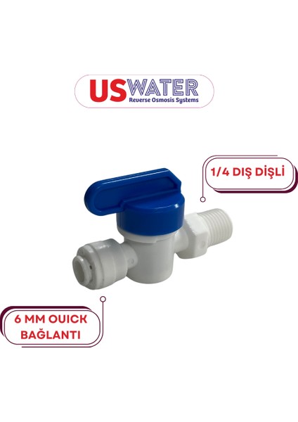 1/4 Dış Dişli 6 mm Quick Bağlantılı Ara Vana