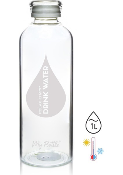 My Bottle Borosilikat Cam Matara 1l Vakum Kapaklı Su Şişesi Suluk 1000 ml