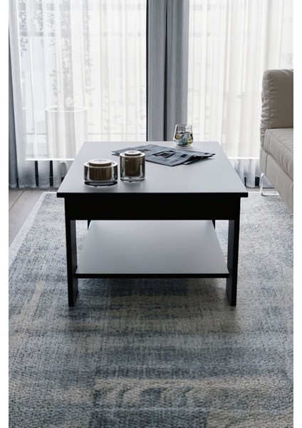 Siyah Sole Orta Sehpa 60X90X45 Alt Büyük Raflı