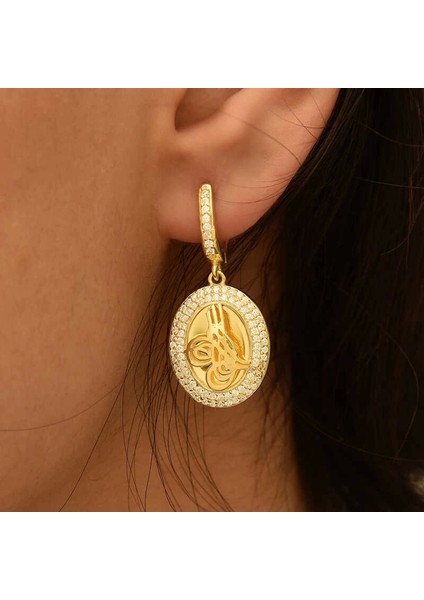 Gümüş Tuğralı Oval Bayan Küpe fiyatları