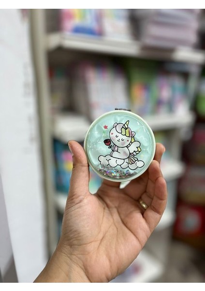 Unicorn Figürlütaşınabilir Makyaj Aynası Çanta Aynası ve Cep Aynası Kapaklı