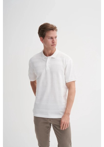 Cazador Polo Yaka Regular Fit Örme Çizgi Dokulu Tişört