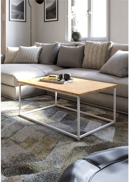 Martina Orta Sehpa | Atlantik Çam | Beyaz Ayak | 90X60X40 cm