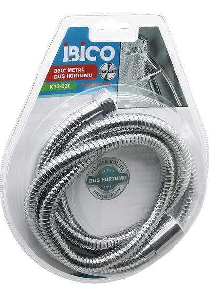 360 Derece - Metal Duş Hortumu 1.5mt Vakumlu Ambalaj Anti Twist=dolanmaz-Kıvrılmaz-Kopmaz (4172)