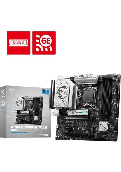 Msı B760M Gamıng Plus Wıfı Ddr5 6800MHZ 2xhdmı 2xdp 2xm.2 USB 3.2 Matx 1700P (12. / 13. ve 14. Nesil Işlemci Uyumlu)