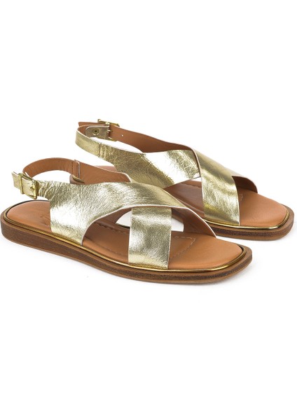 , Kadın Hakiki Deri Sandalet 1511032Z11500 Altın fiyatları