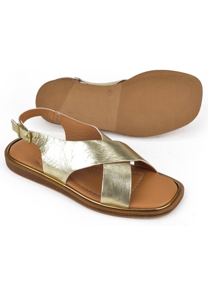 , Kadın Hakiki Deri Sandalet 1511032Z11500 Altın fırsatları