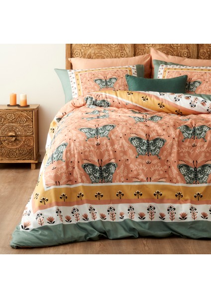 %100 Pamuk Saten Butterfly Çift Kişilik Nevresim Seti (200X220 Cm)