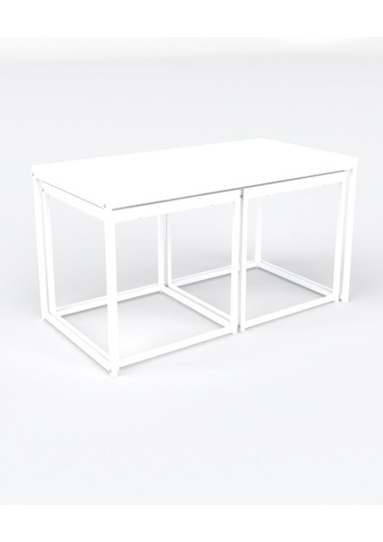 Martina 3'lü Orta Sehpa | Beyaz | Beyaz Ayak | 90X48X48 cm modelleri