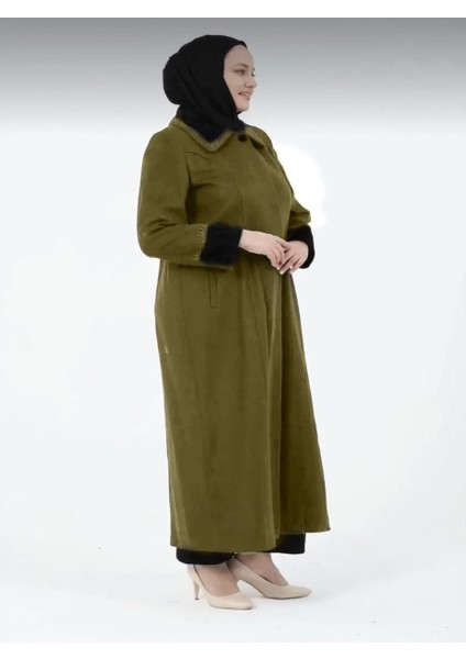 Neva Kadın Büyük Beden Astarlı Tesettür Anne Kaşe Manto modelleri