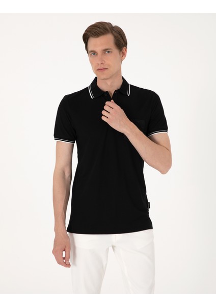 Erkek Siyah Slim Fit Tişört 50302631-VR046