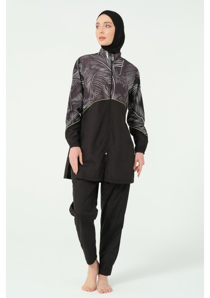 Kıl Biye Süslemeli Tam Tesettür Mayo 25267-25 - Siyah indirimleri