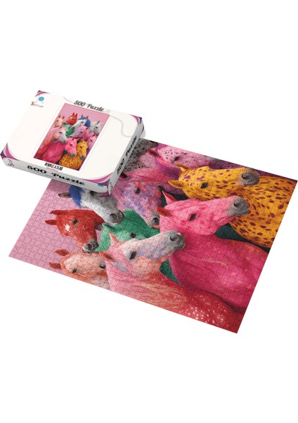 500 Parça Puzzle Renkli Atlar