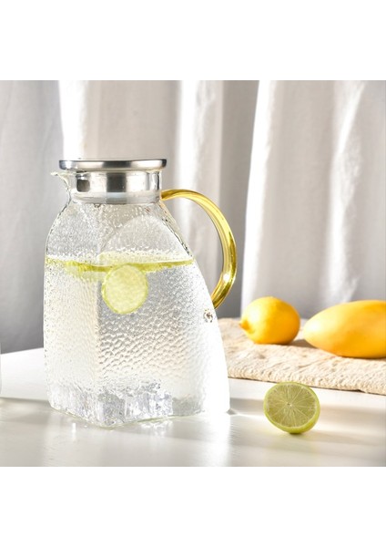 Borosilikat Cam Buzlu Gold Saplı Dolap Kapağına Uyumlu Sürahi 1500 ml Seriva