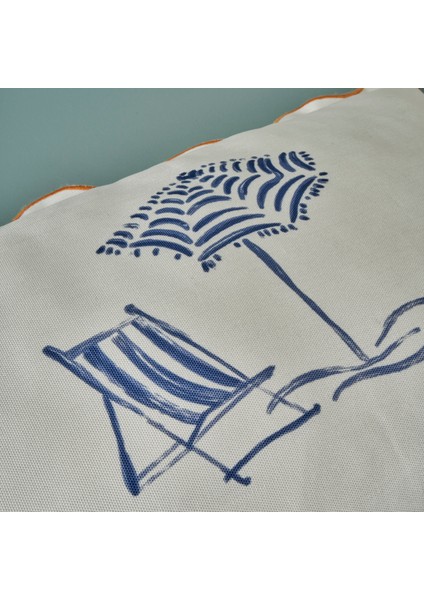 %100 Pamuk Marine Scallop Kırlent Kılıfı Beyaz (35X50 Cm)