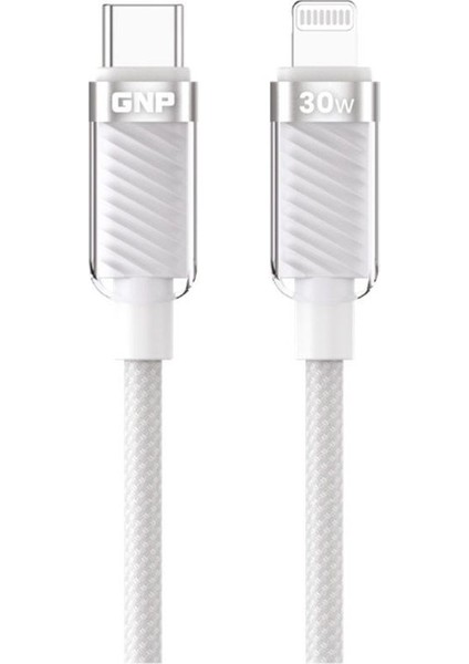Transparent Type-C To Lightning 1.2 Metre Şarj Kablosu Örgülü Beyaz ( 2 Yıl Garantili ) 30W