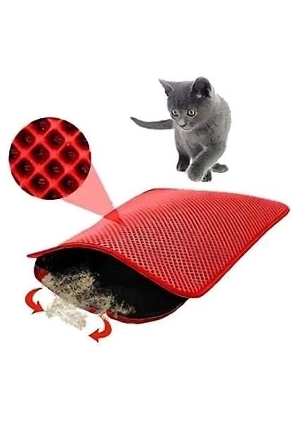 Petpretty Elekli Kedi Tuvaleti Paspası 50X60 cm Kırmızı
